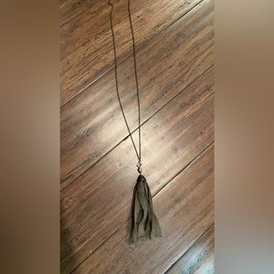 Long Chain Necklace with Brown Tassel